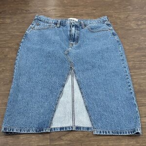 Abercrombie & Fitch High Rise Front Slit Midi Skirt